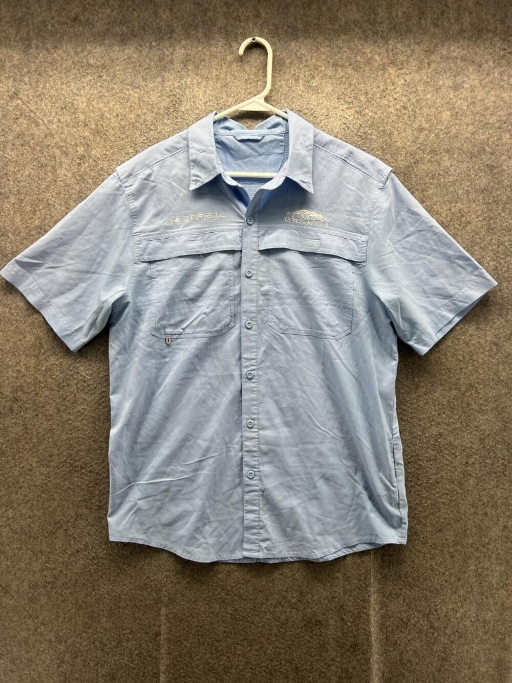 Jordan Grove XXIII Shirt Men Medium Blue Button Up Fishing BAW Vented Ripstop
